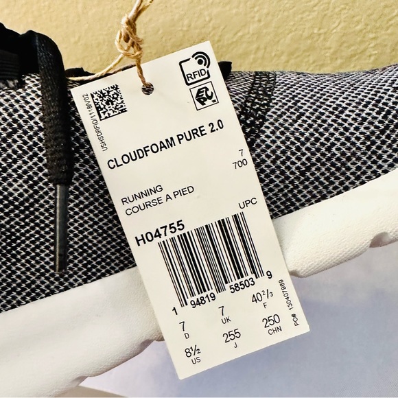 NEW! Adidas Women's CLOUDFOAM PURE 2.0 SHOES, Black/White Running Shoes - Picture 8 of 9